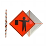 Roll Up Sign & Stand - 48 Inch Flagman Ahead Roll Up Reflective Traffic Sign